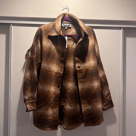 Steve Madden Jacket Flannel Small Oversized Fringe Read Description New With Tag - Picture 4 of 10